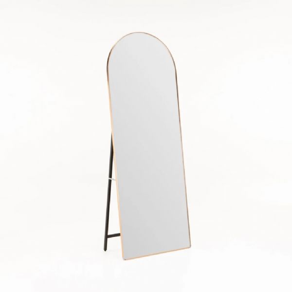 Curved Floor Standing Mirror - Gold